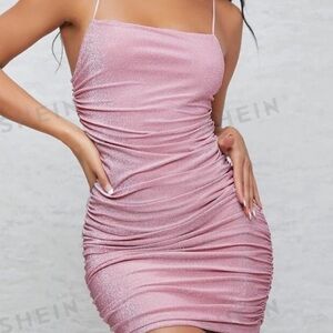 Pink sparkly body con dress